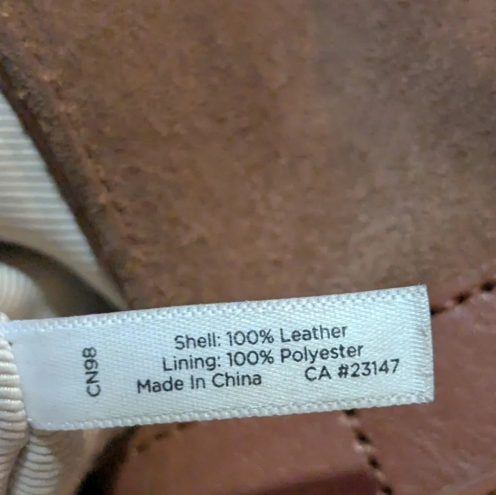 Talbots Camel Tan Leather Suede Hobo Bag Tortoiseshell Buckle Neutral